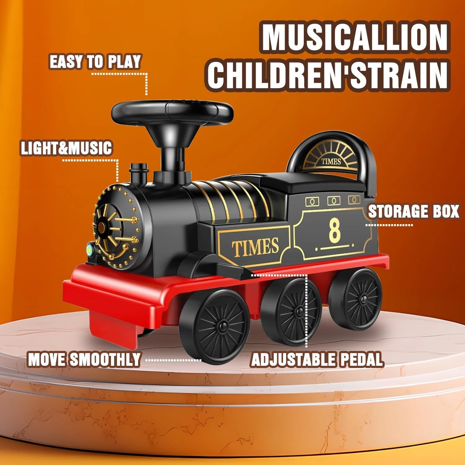 Electric Ride-On Train Set with Track, 2-Seater, Cargo Car, and Music Features - Image 3