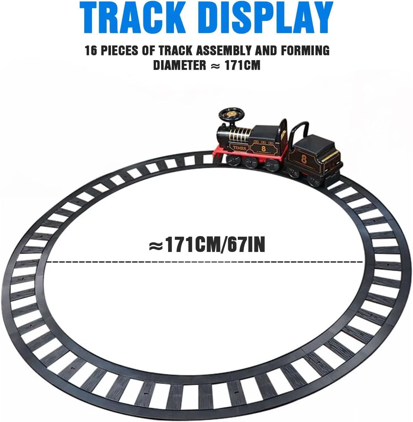 Electric Ride-On Train Set with Track, 2-Seater Cargo Car, Music and Lights - Image 7
