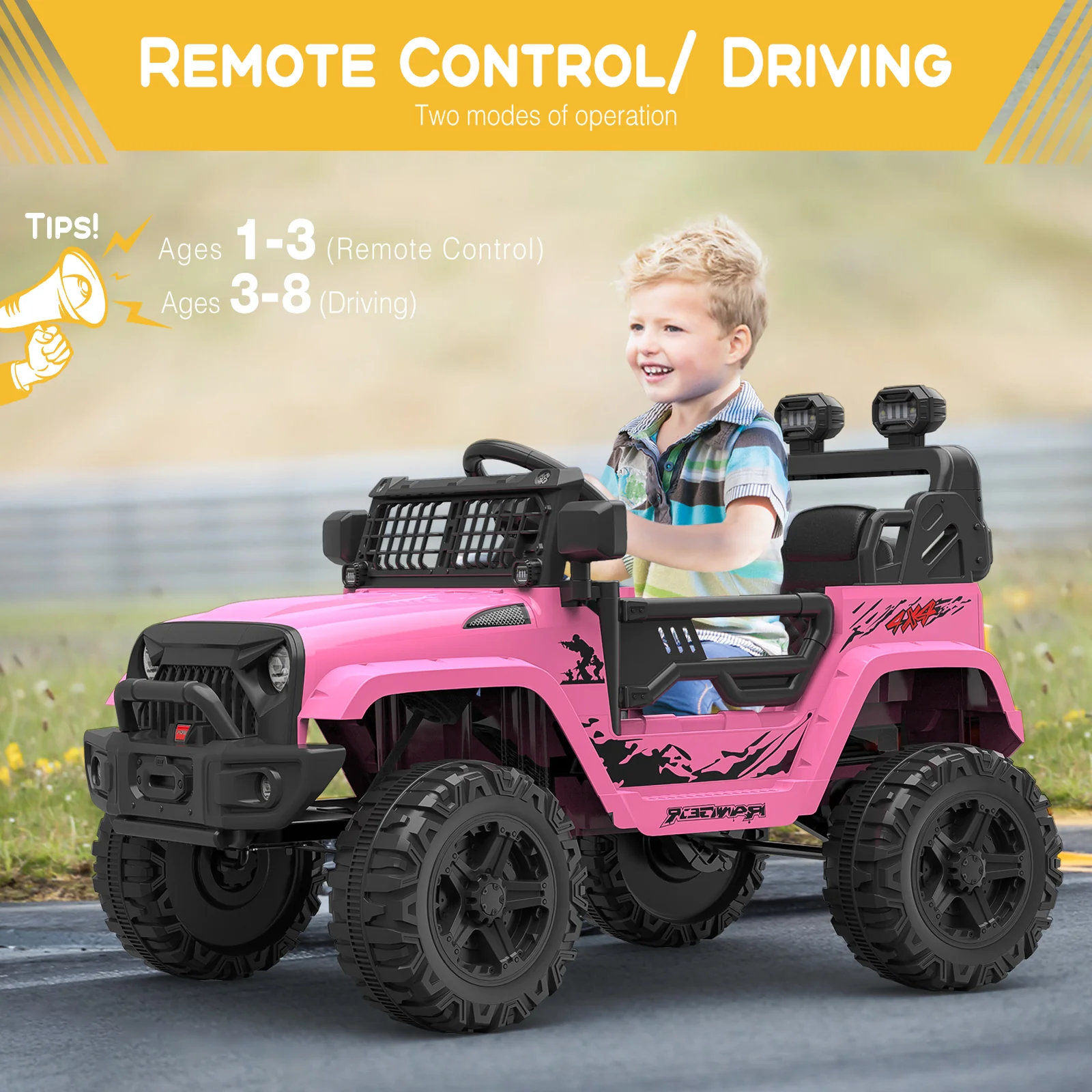 12V Battery-Powered Electric Ride-On Truck with Remote Control and LED Lights - Image 16