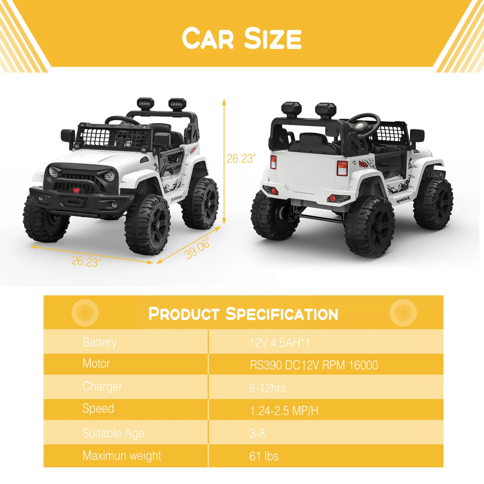 12V Battery-Powered Electric Ride-On Truck with Remote Control and LED Lights - Image 20