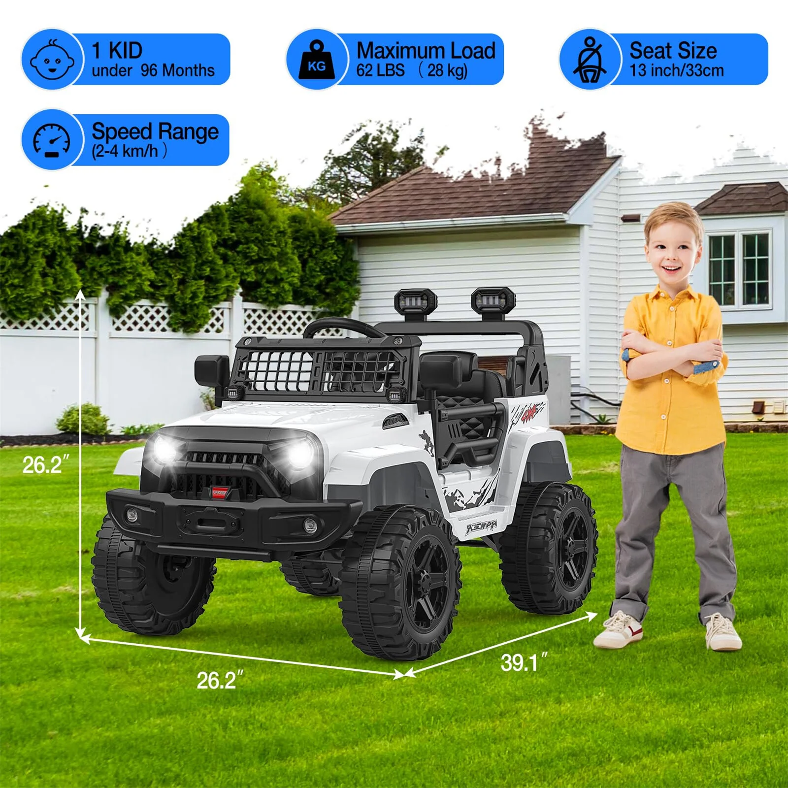 12V Kids Ride-On Truck with Parent Remote Control, LED Lights, AUX Port, and Dual Speakers - Image 4