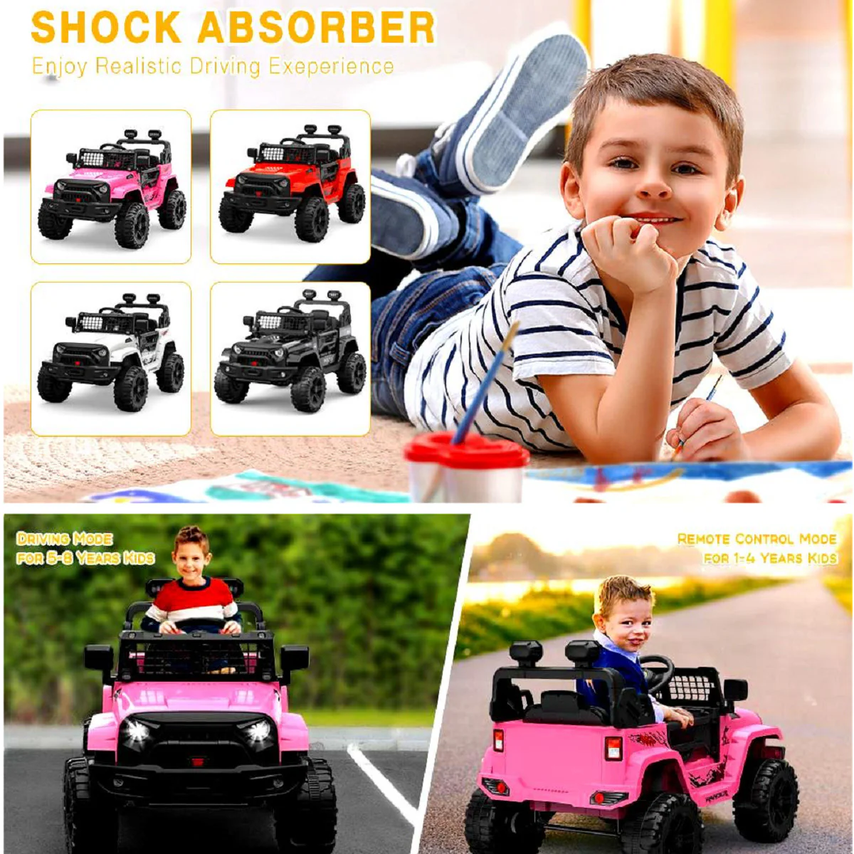12V Kids Electric Ride-On Truck Car with Remote Control and Spring Suspension - Image 2