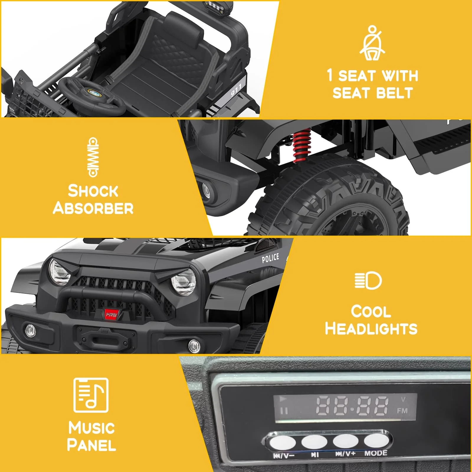 12V Kids Electric Ride-On Truck Car with Remote Control and Spring Suspension - Image 7