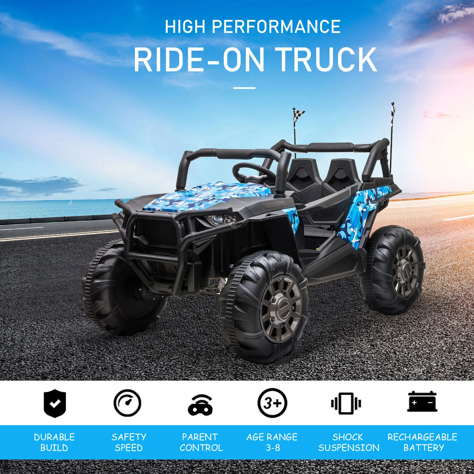 Ride-On Truck for Kids with Remote Control and Four Motors - Perfect for Outdoor Fun! - Image 5