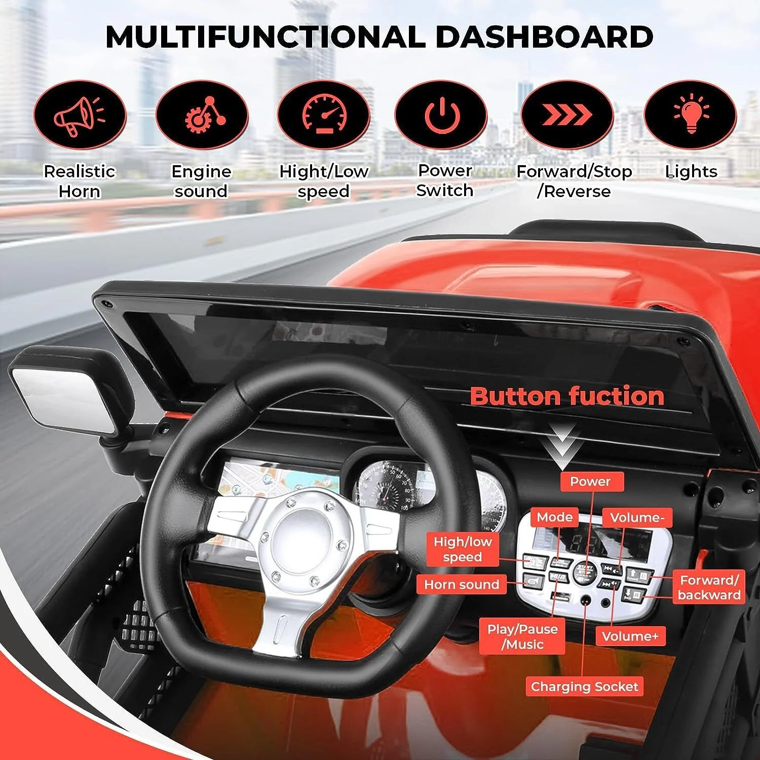 Ride On Truck for Kids with Remote Control and LED Lights - 12V Electric Car Toy - Image 22