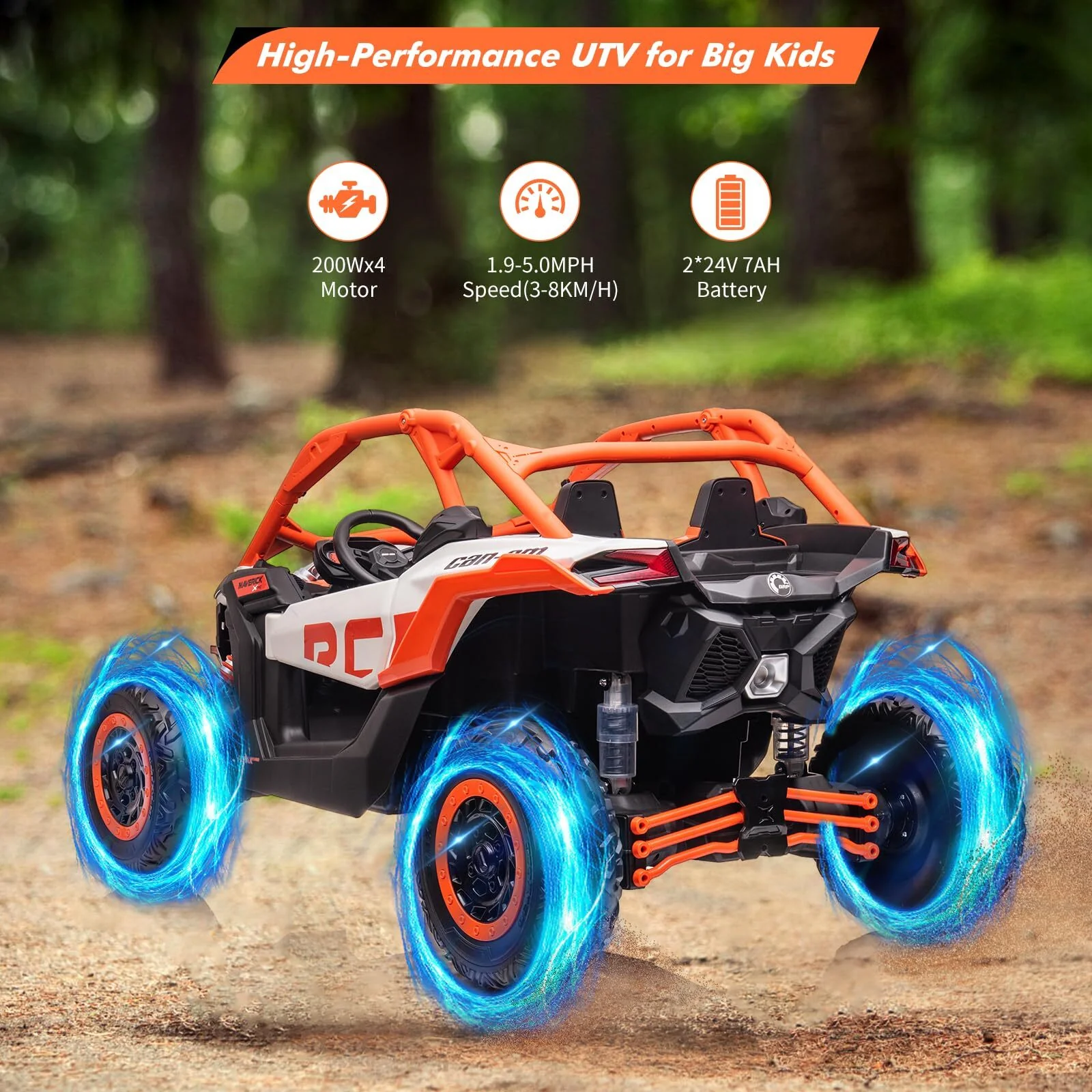 Electric 2-Seater Ride-On UTV Car with 24V 7AH Batteries and 200W Motor Licensed Can-Am Design - Image 4