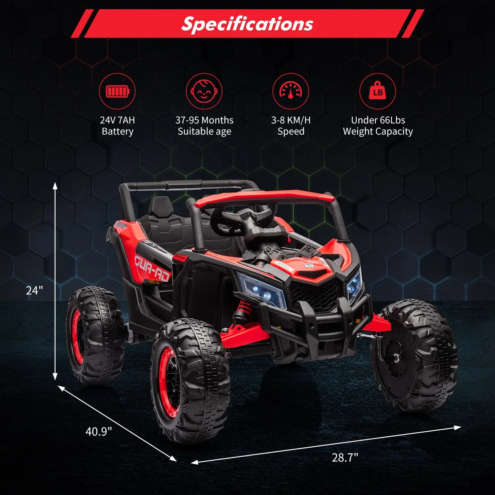 24V Battery-Powered Electric Off-Road UTV Ride-On Car with Remote Control - Image 5