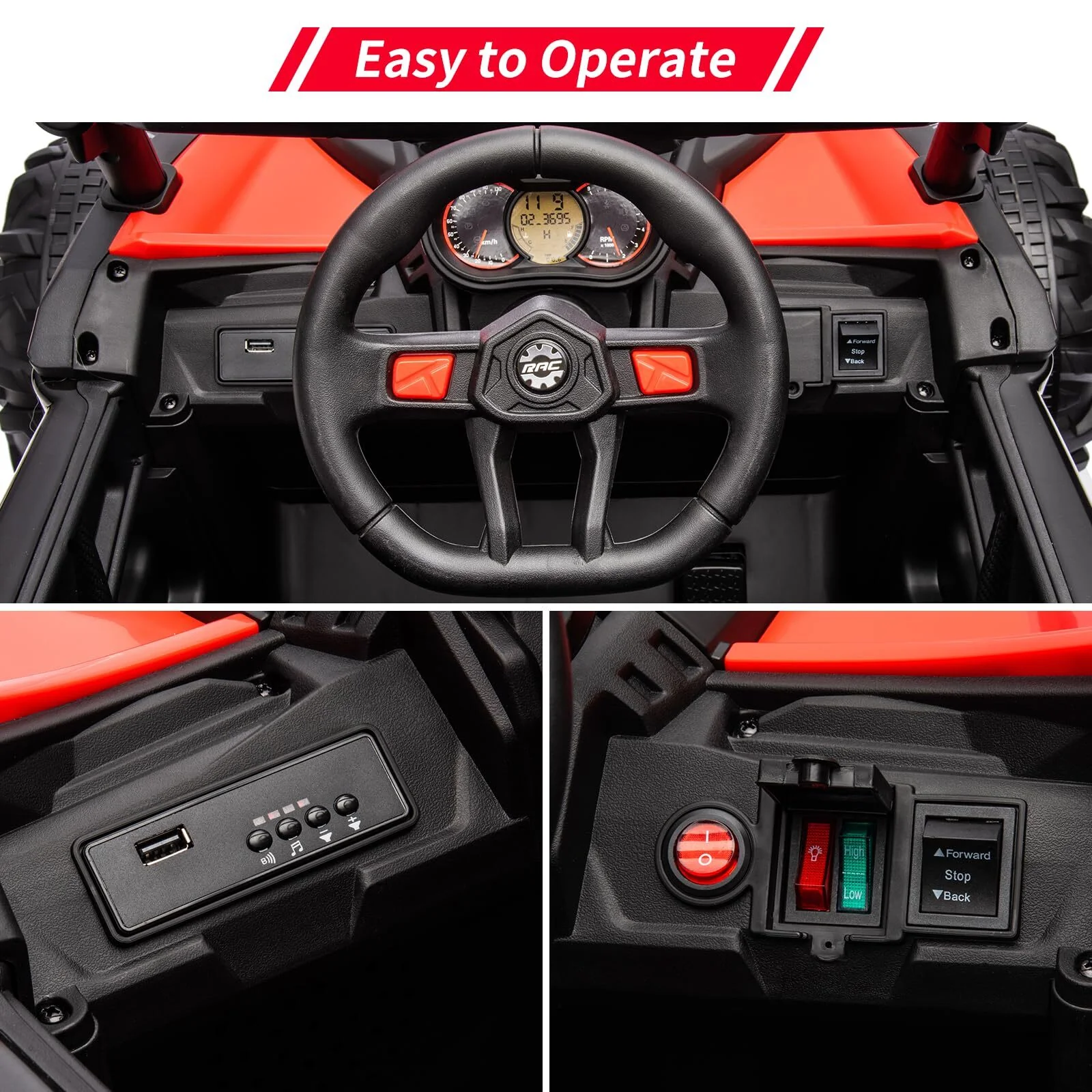 24V Battery-Powered Electric Off-Road UTV Ride-On Car with Remote Control - Image 6