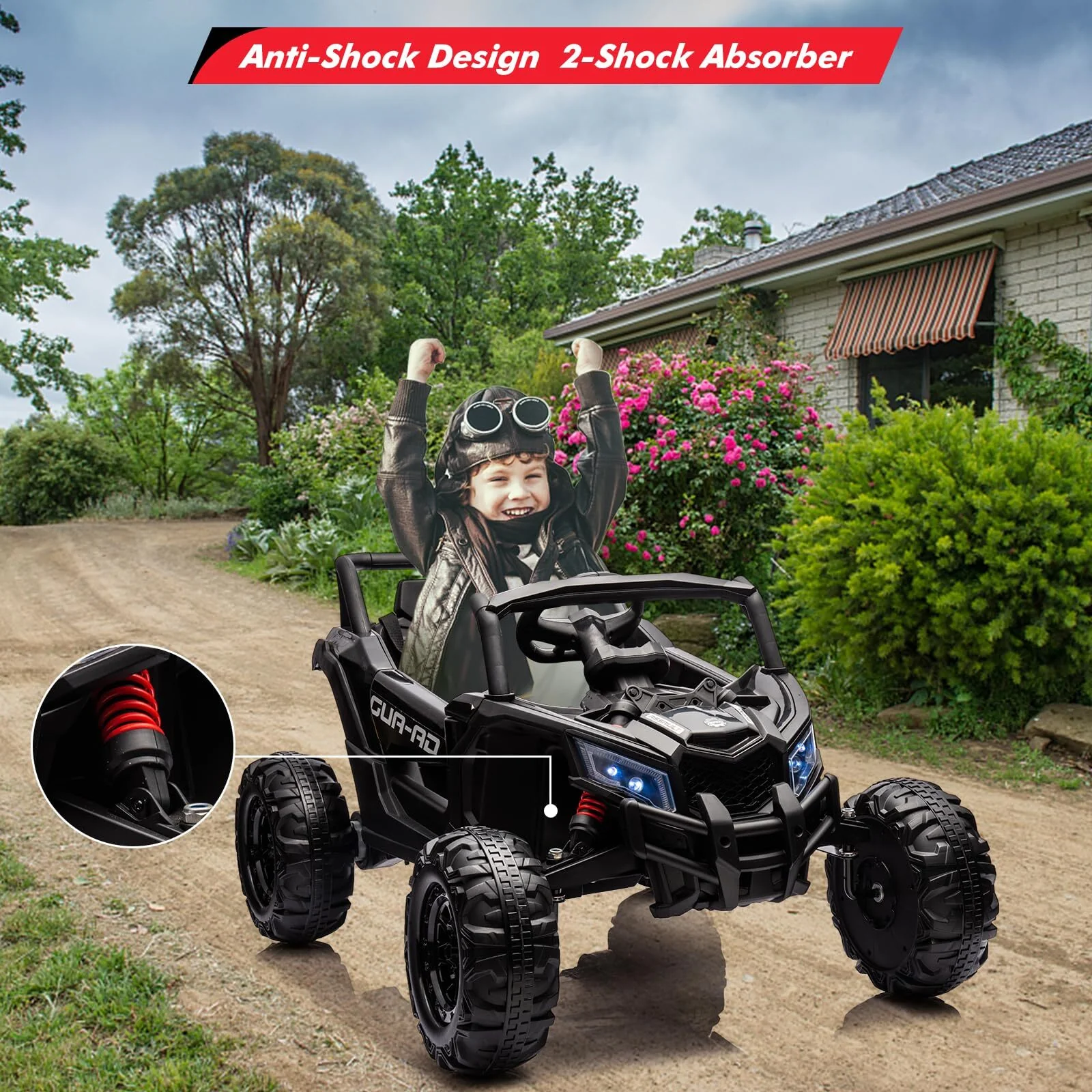 Ride-On UTV Car with Remote Control 200W Motor Spring Suspension Music 24V Battery - Image 7