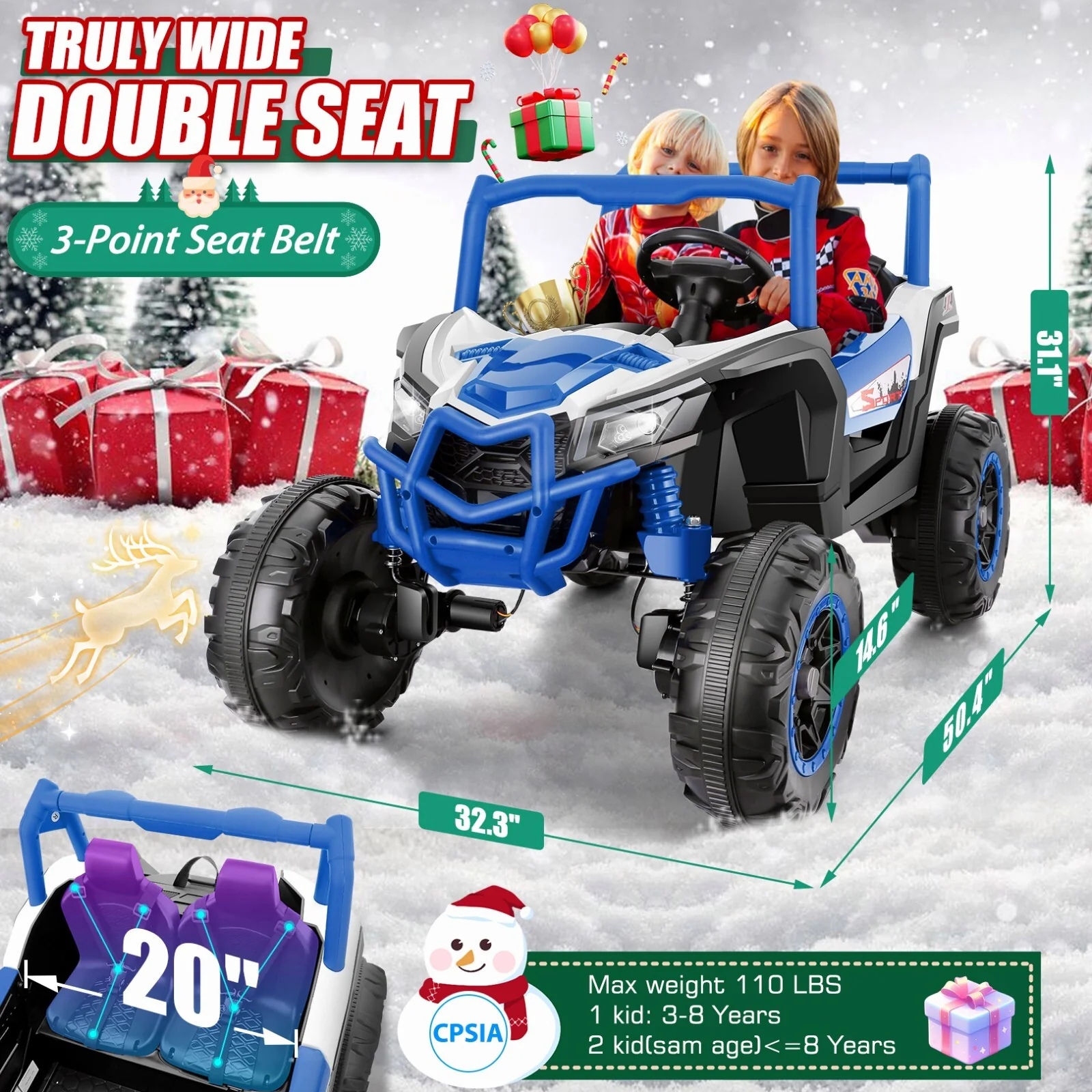 24V 4WD Off-Road Electric Ride-On UTV Car for Kids, 2-Seater with Remote Control and 4x200W Motors - Image 13