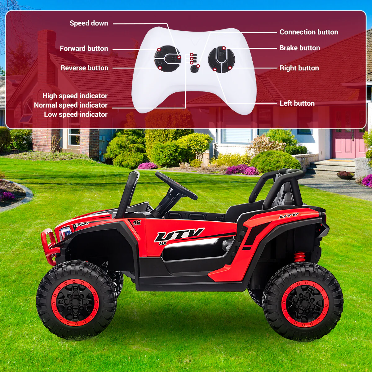 12V Battery-Powered Electric Off-Road UTV Ride-On Vehicle for Kids with Remote Control - Image 4