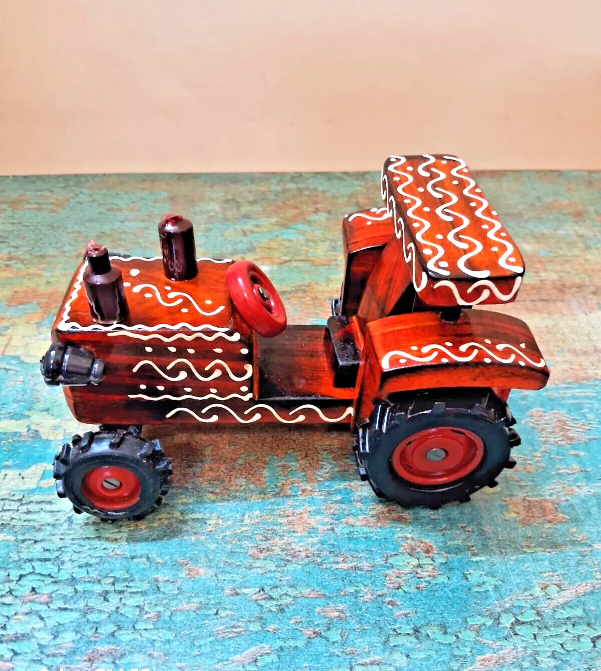 Wooden Ride-On Tractor Toy for Toddlers with 4 Wheels and Functional Design - Image 4
