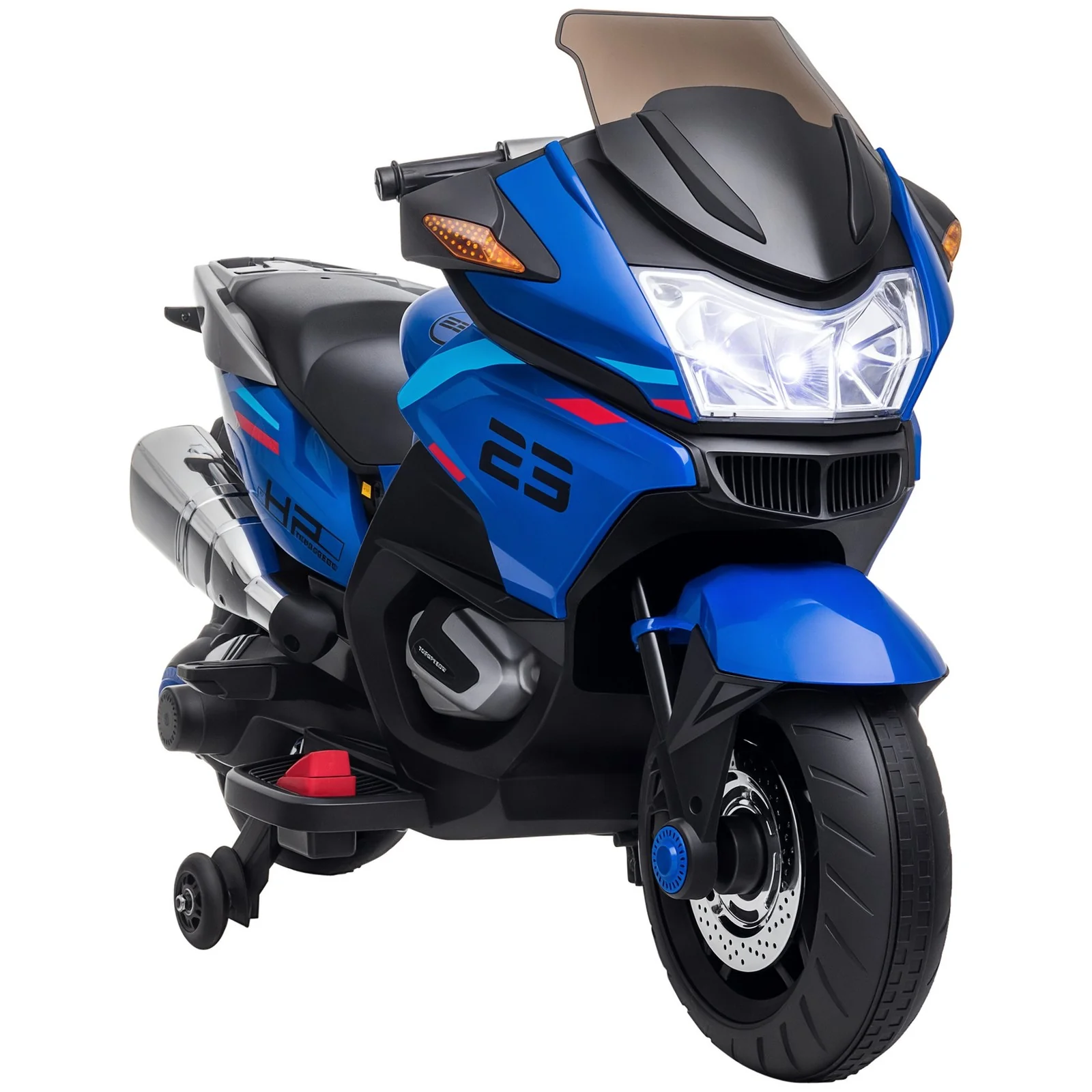 Electric Kids Motorcycle with Sound Effects, Lights, and Music – Blue - Image 3
