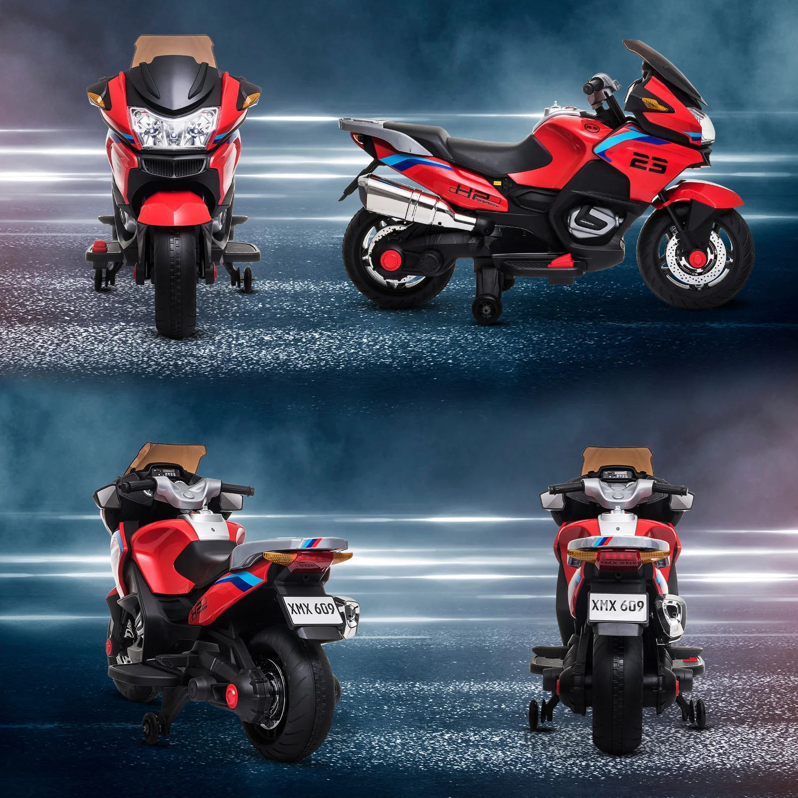 Electric Kids Motorcycle with Sound Effects, Lights, and Music – Red - Image 11