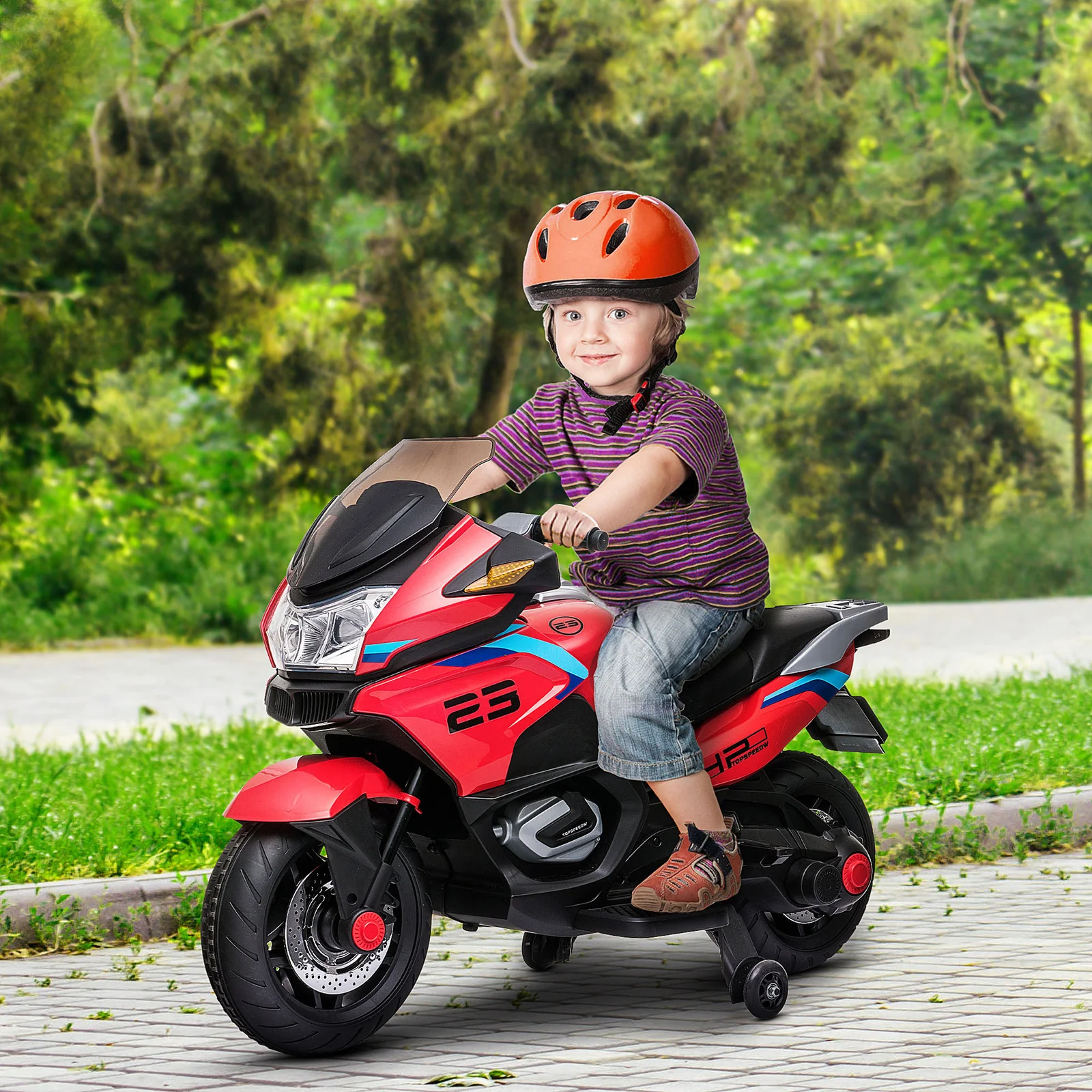 Electric Kids Motorcycle with Sound Effects, Lights, and Music – Red - Image 12