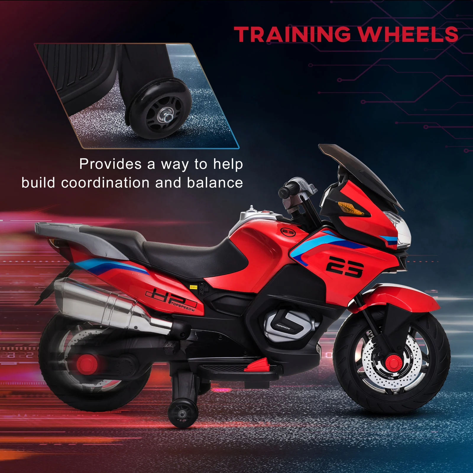 Electric Kids Motorcycle with Sound Effects, Lights, and Music – Red - Image 6