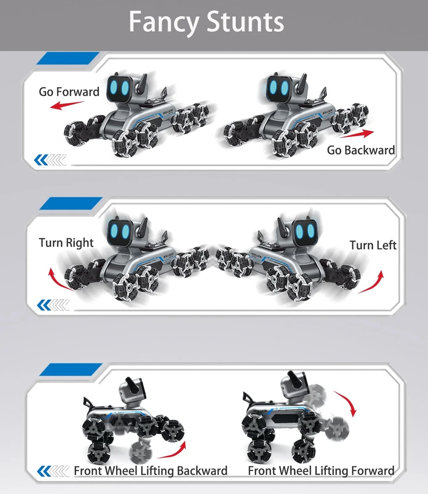Remote Control Robot Dog Car for Kids with 8 Wheels and Handheld RC Stunt Features - Image 3