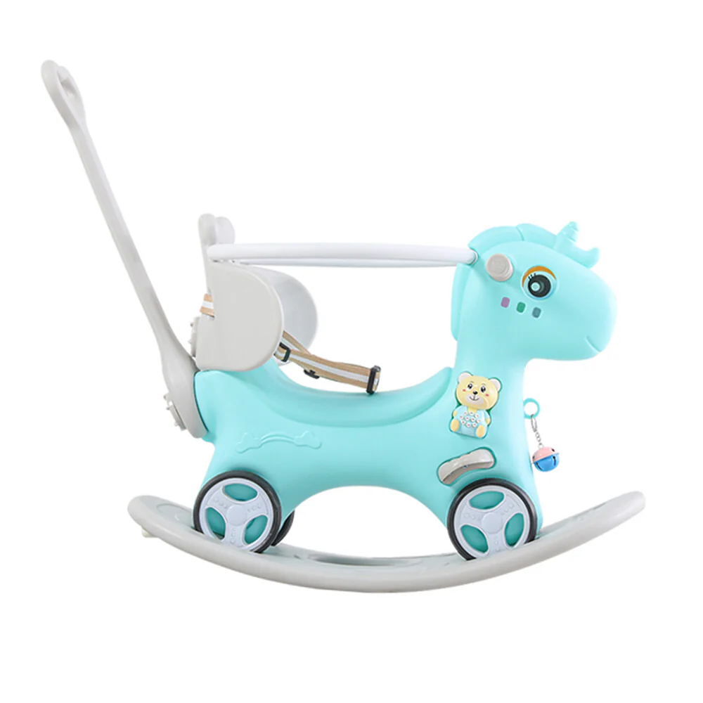 Toddler Ride-On Rocking Horse and Balance Bike with Push Handle and Backrest - Image 5