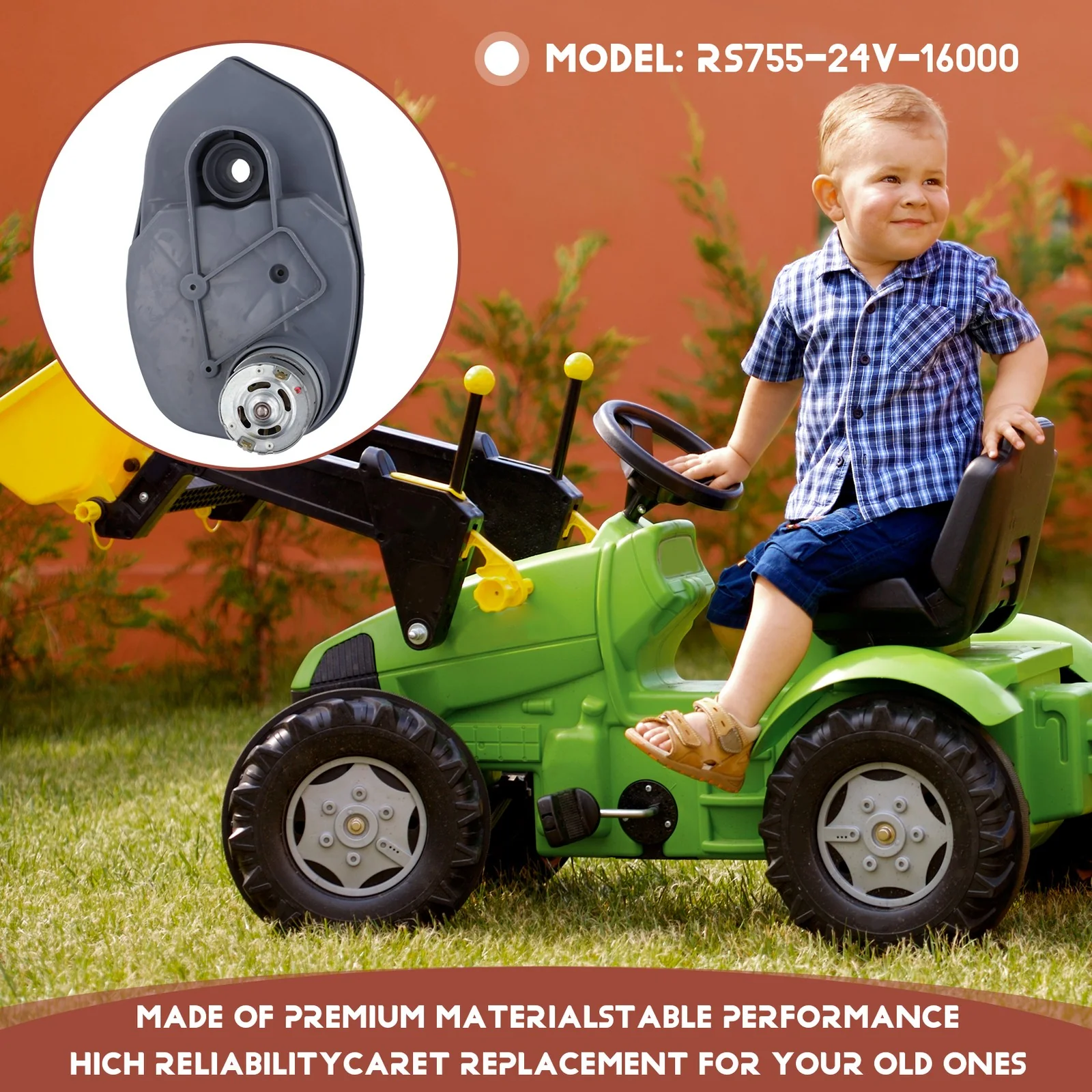 24V 16000RPM RS755 Electric Motor for Children's Electric Cars with Gear Case - Image 2