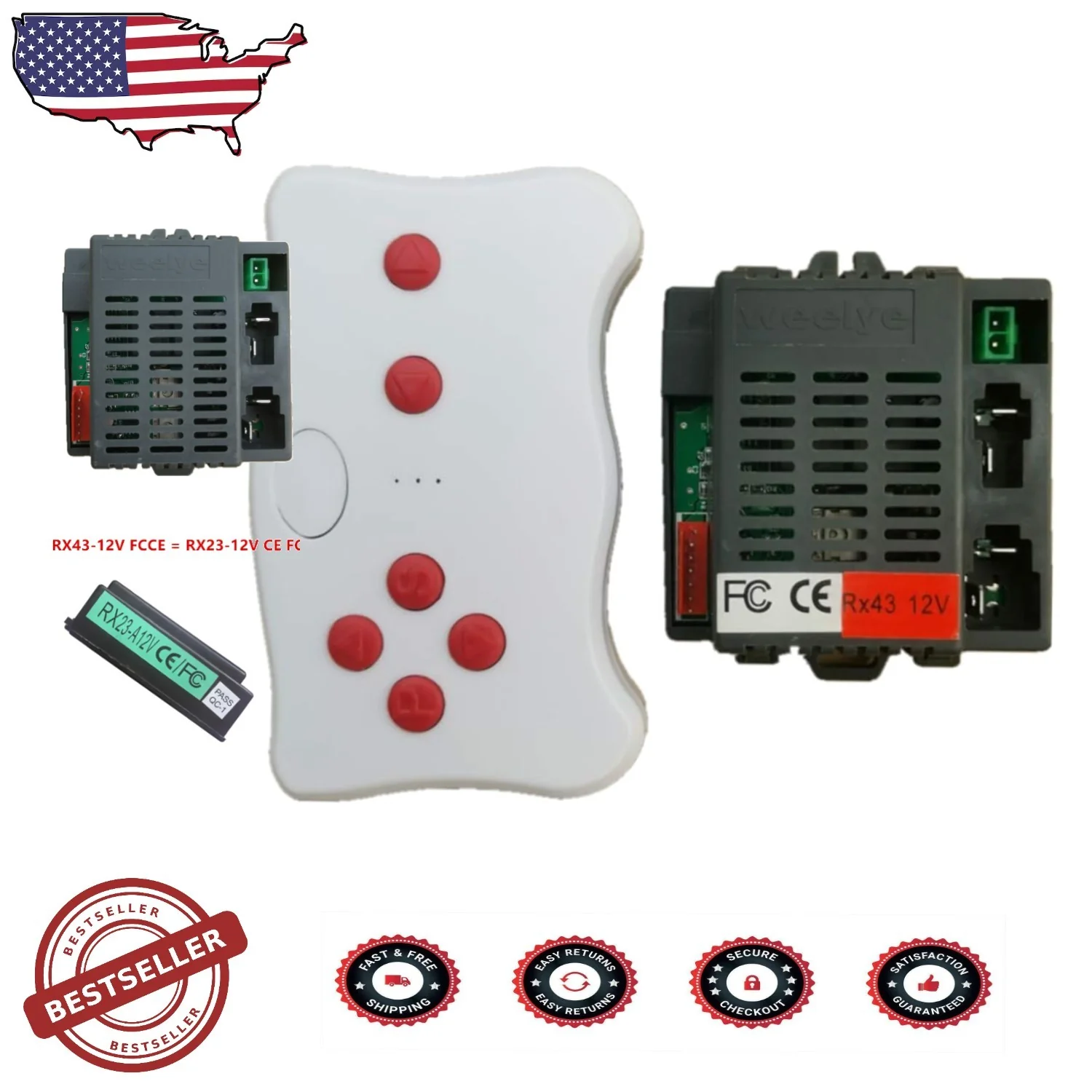 Kids 12V Electric Car Controller Kit with Bluetooth Remote Accessory for RX23/RX43 - Image 9