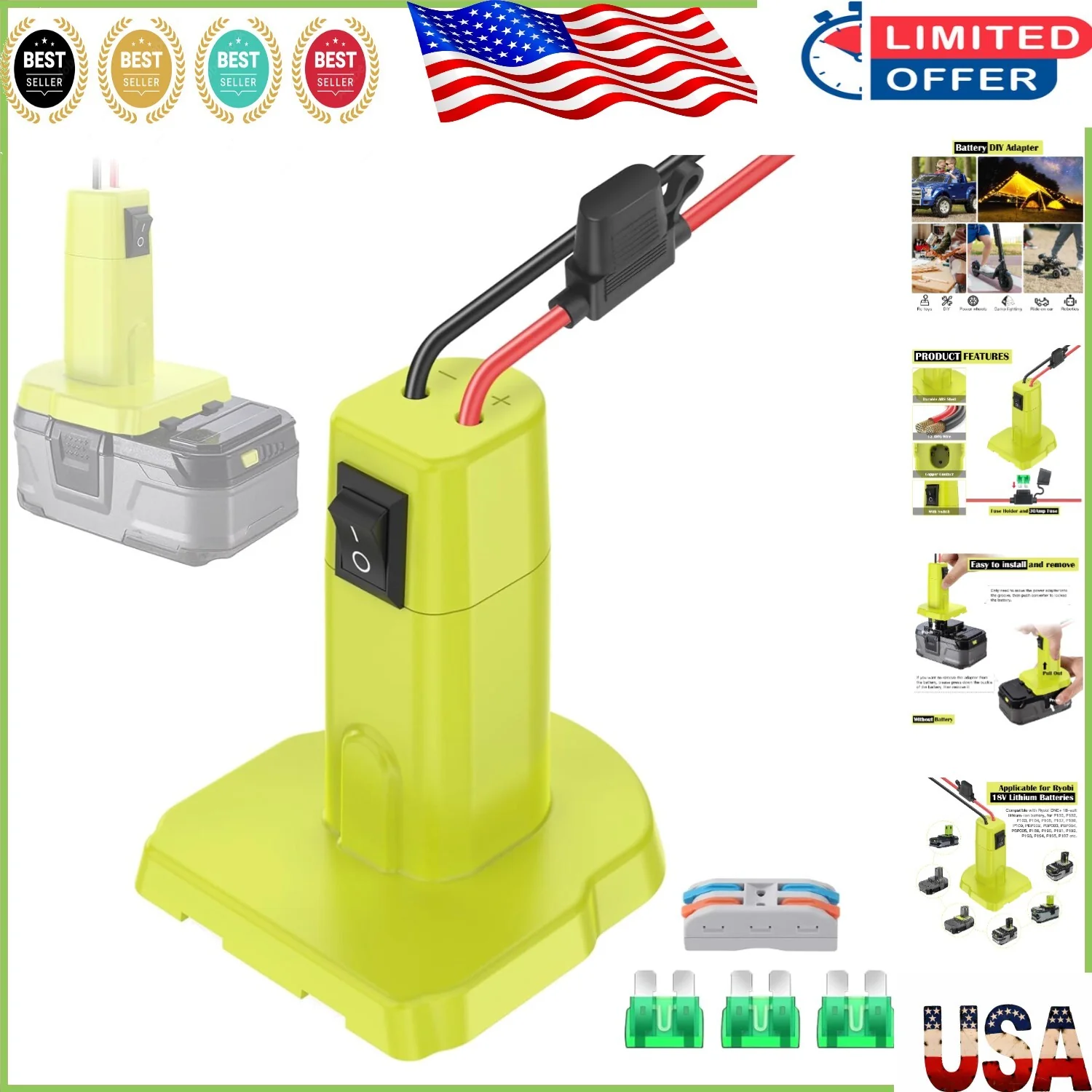 18V Power Wheels Battery Adapter Kit with 30A 12AWG Wire and Switch - Image 10