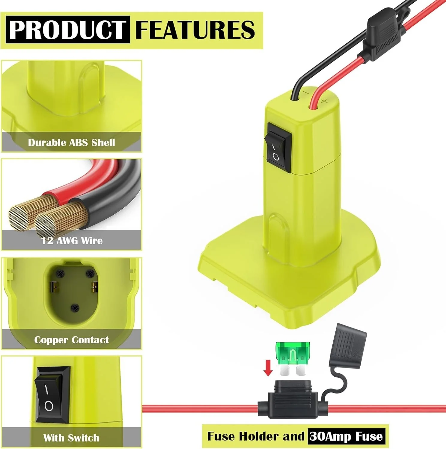 18V Power Wheels Battery Adapter Kit with 30A 12AWG Wire and Switch - Image 5
