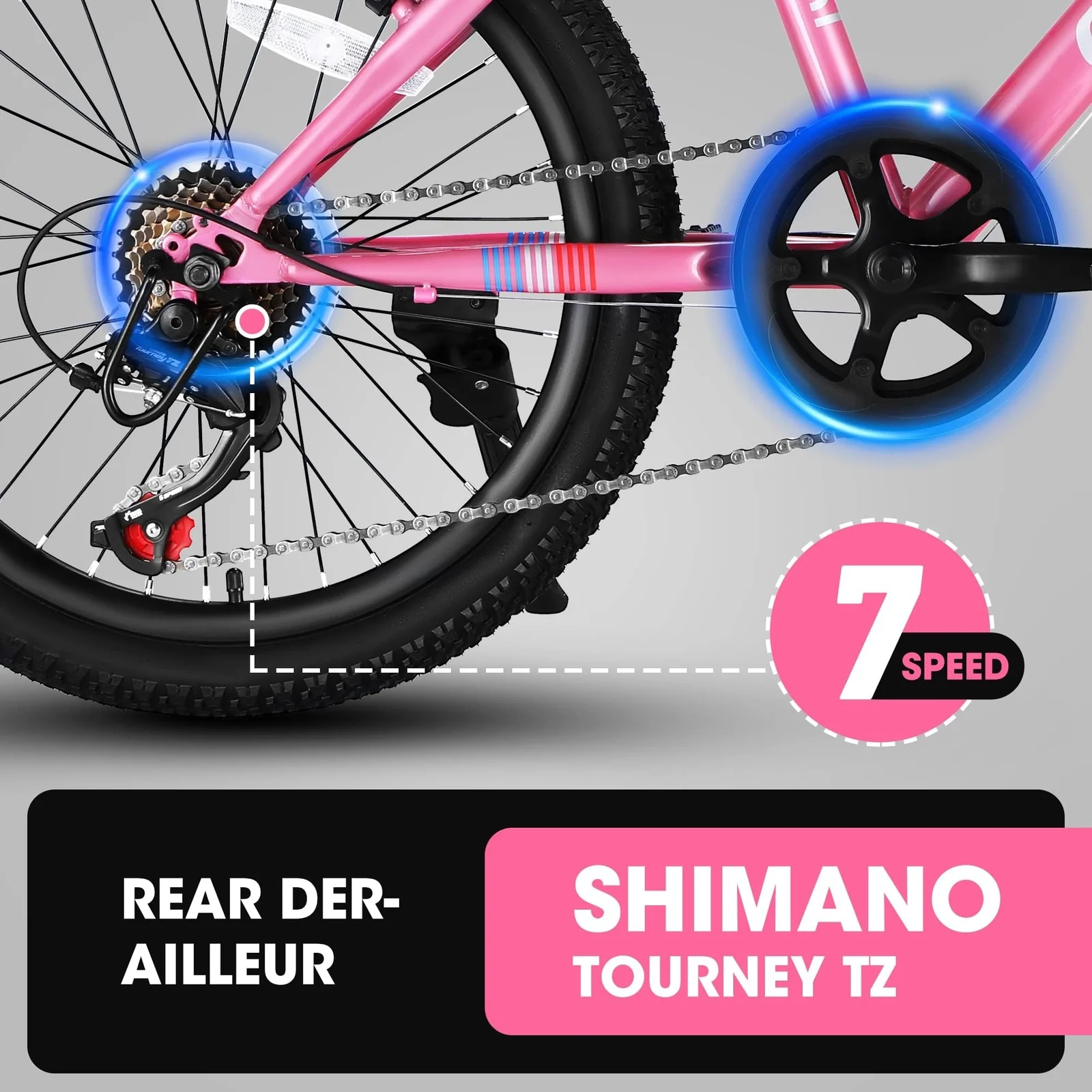 20-Inch 7-Speed Mountain Bike for Kids Ages 8-12 Boys and Girls - Image 4
