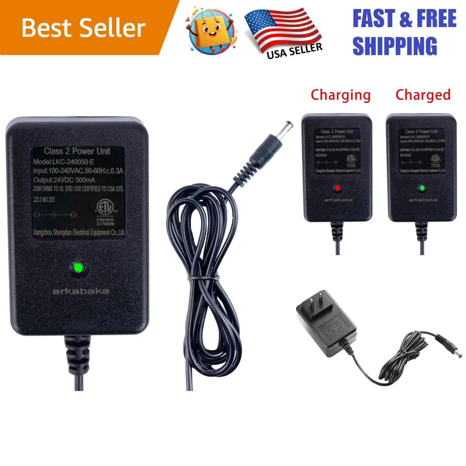 24V Lead Acid Battery Charger for Ride-On Toys with LED Status Indicator