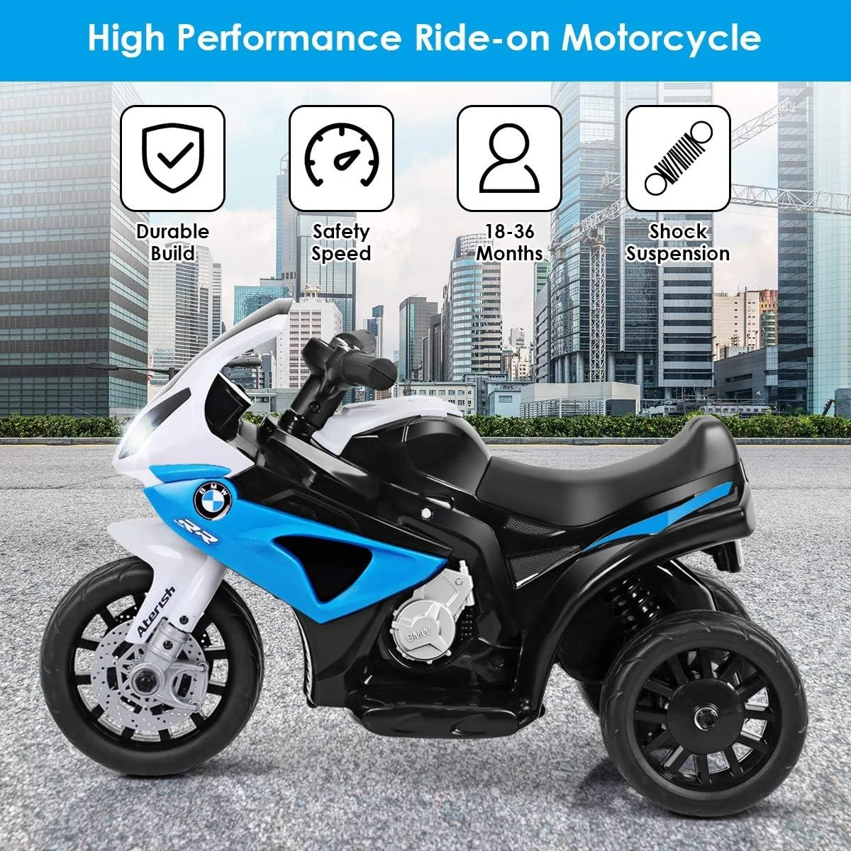 BMW Kids Electric Ride-On Motorcycle with Lights and Music for Toddlers - Image 6