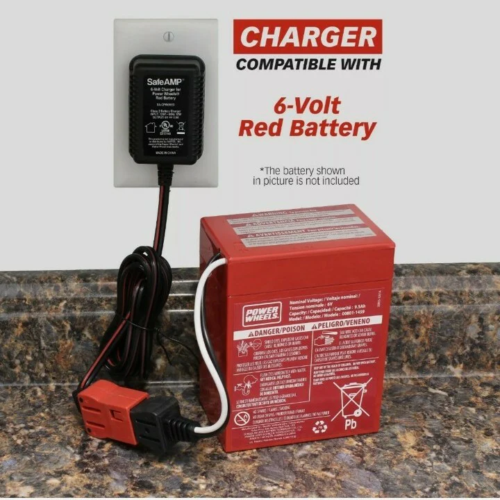 6-Volt Charger for Fisher Price Power Wheels Red Battery - Image 2