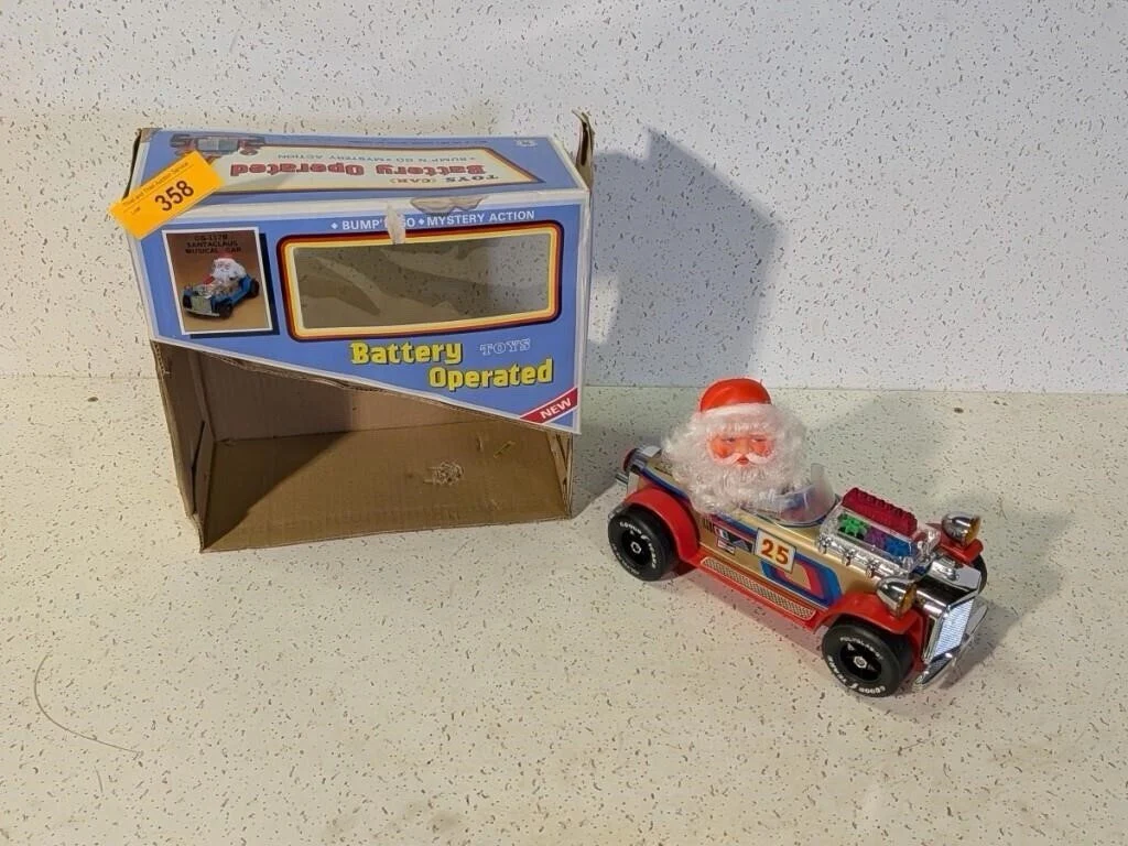 SANTA CLAUS TIN MUSICAL CAR BATTERY-POWERED TOY - Image 3