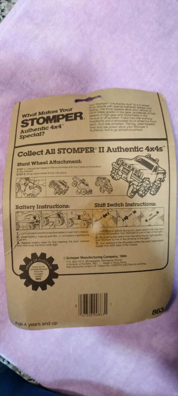 SCHAPER STOMPER II 4x4 TOYOTA TERCEL VINTAGE Battery-Powered Stunt Wheel Toy - Image 8