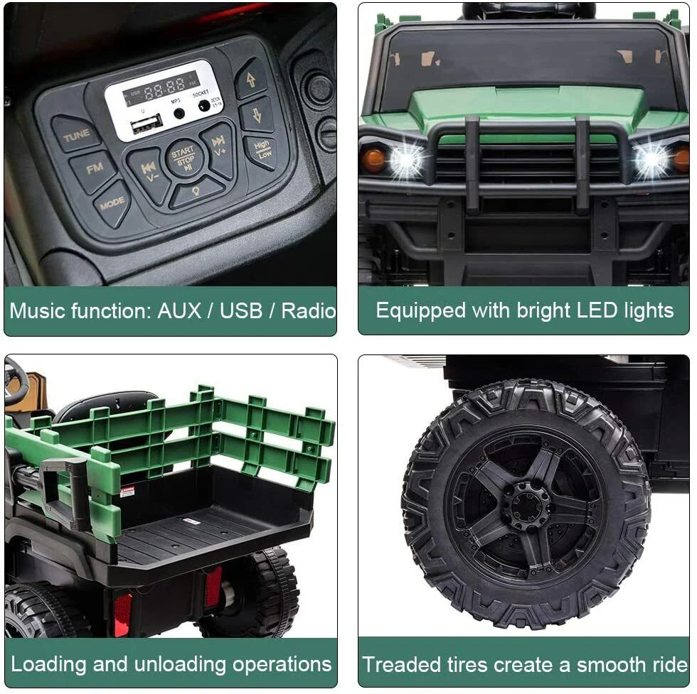 SEGMART 12V Ride-On Tractor Truck with RC Control and Trailer for Kids - Image 6
