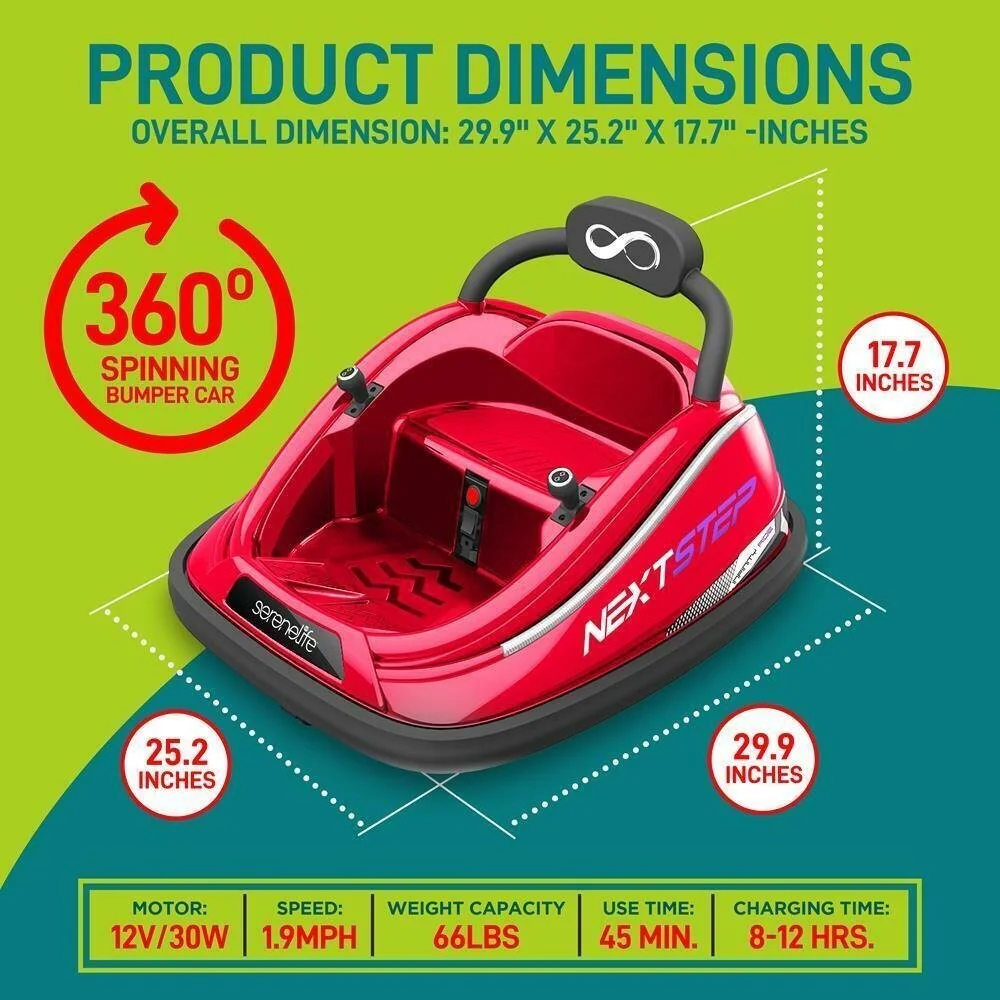 Electric Ride-On Bumper Car with Remote Control for Kids Ages 4-7, Red - Image 2