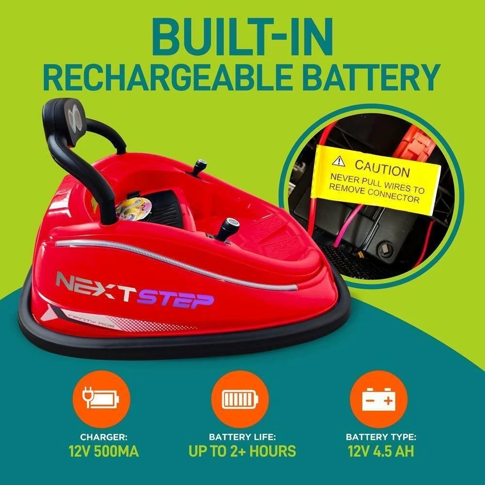 Electric Ride-On Bumper Car with Remote Control for Kids Ages 4-7, Red - Image 3