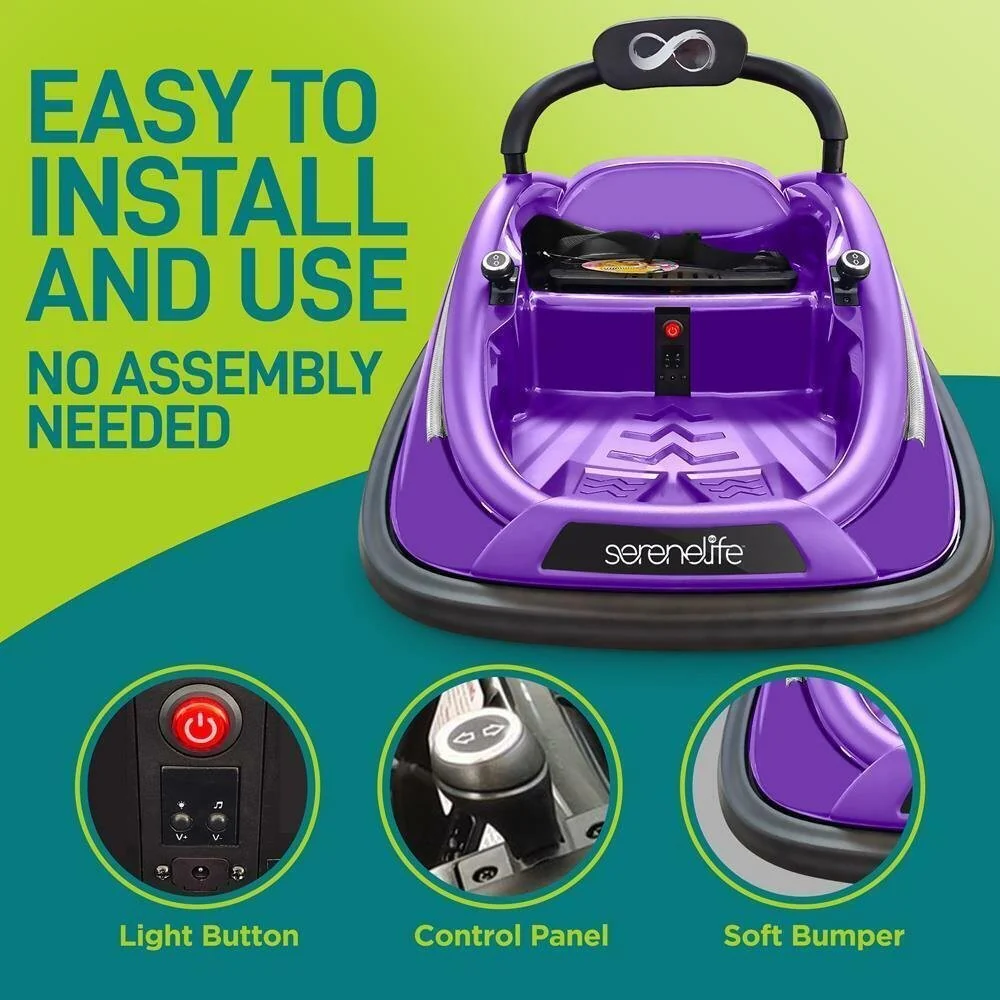 Electric Kids Ride-On Bumper Car Vehicle with Remote Control Purple - Image 4