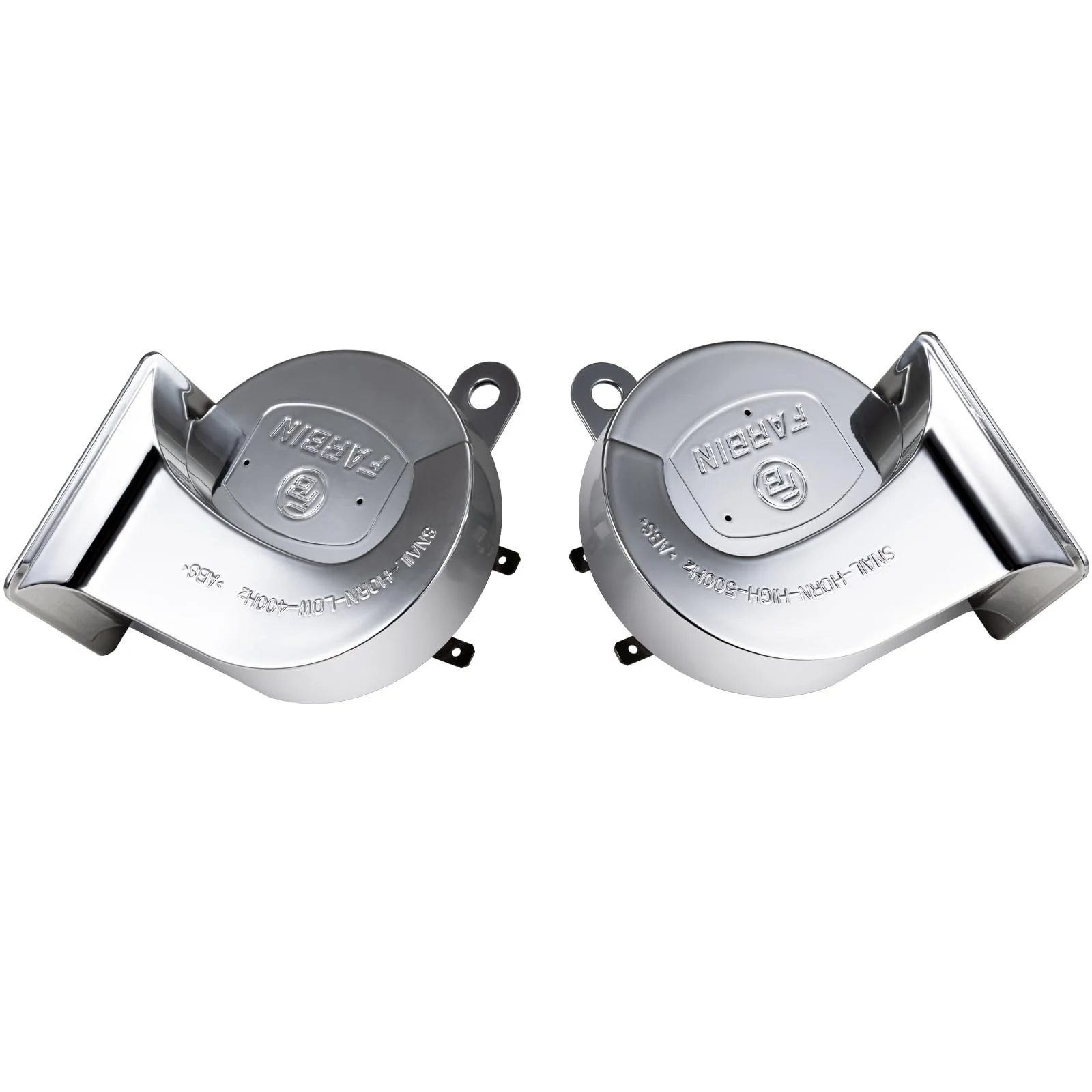Chrome Silvery Snail Horn with 130dB Loud Dual Electric Car and Train Sounds