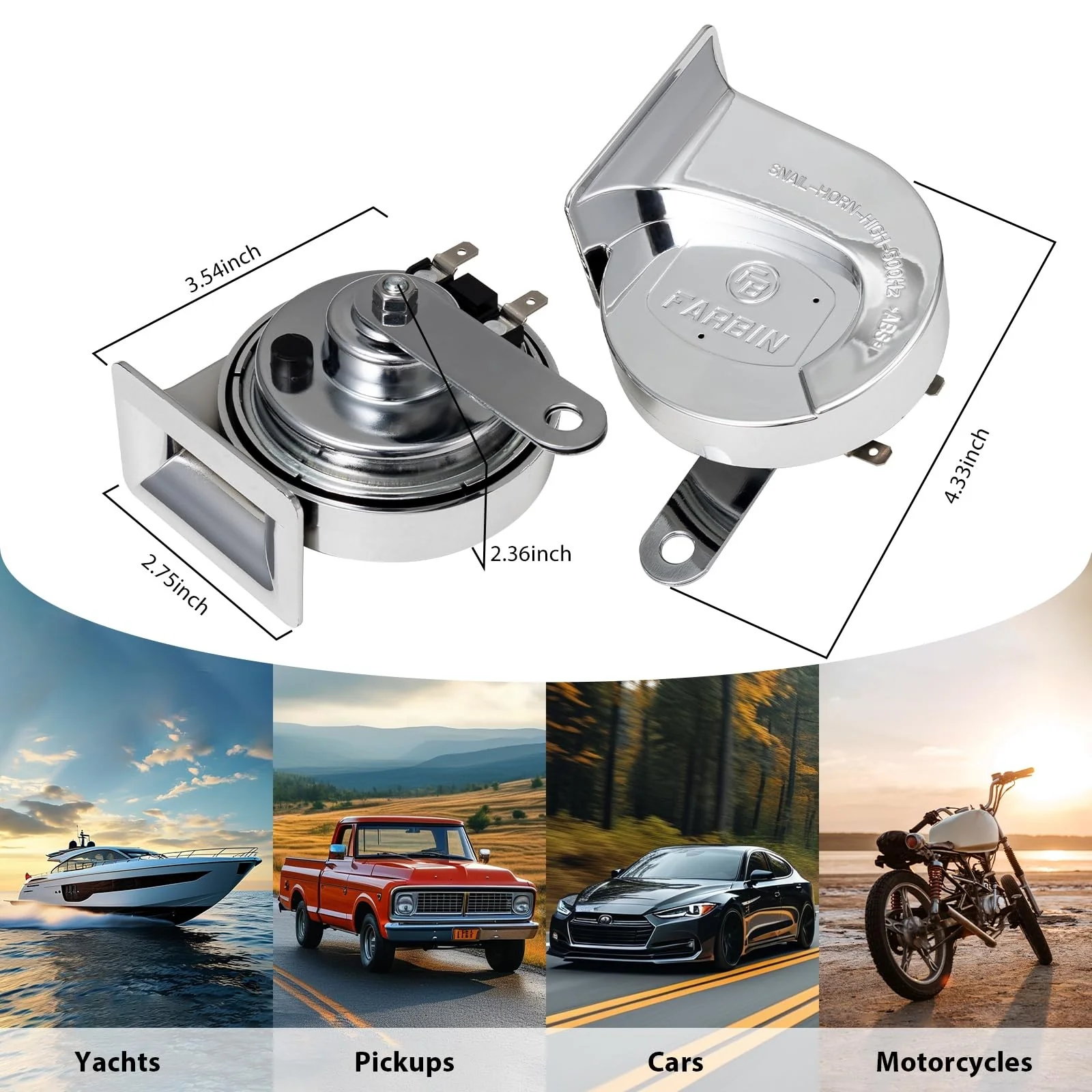 Chrome Silvery Snail Horn with 130dB Loud Dual Electric Car and Train Sounds - Image 4