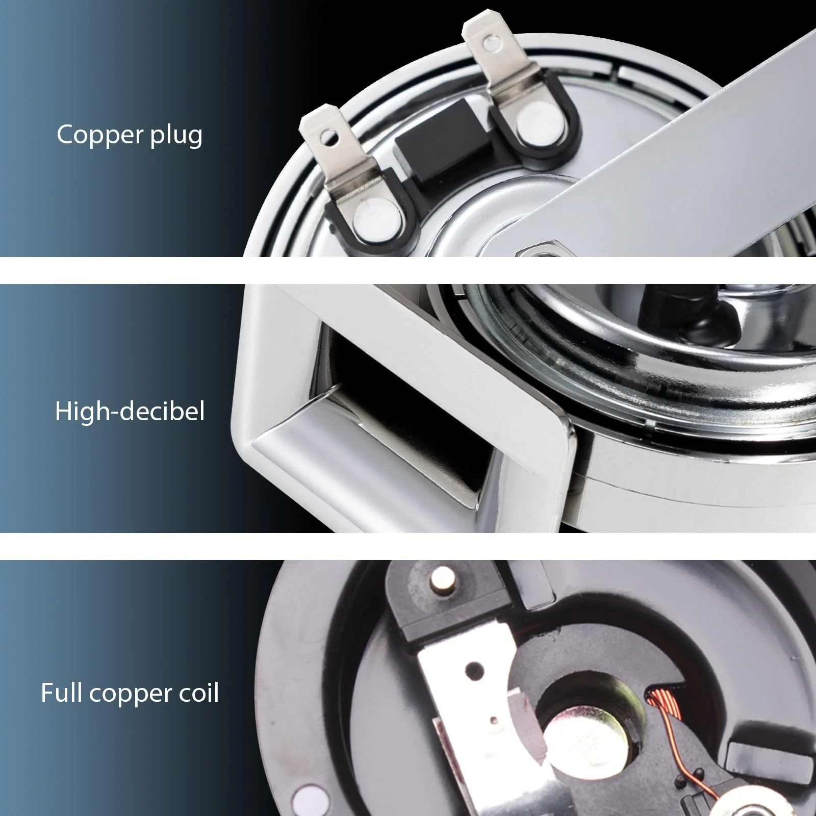 Chrome Silvery Snail Horn with 130dB Loud Dual Electric Car and Train Sounds - Image 5