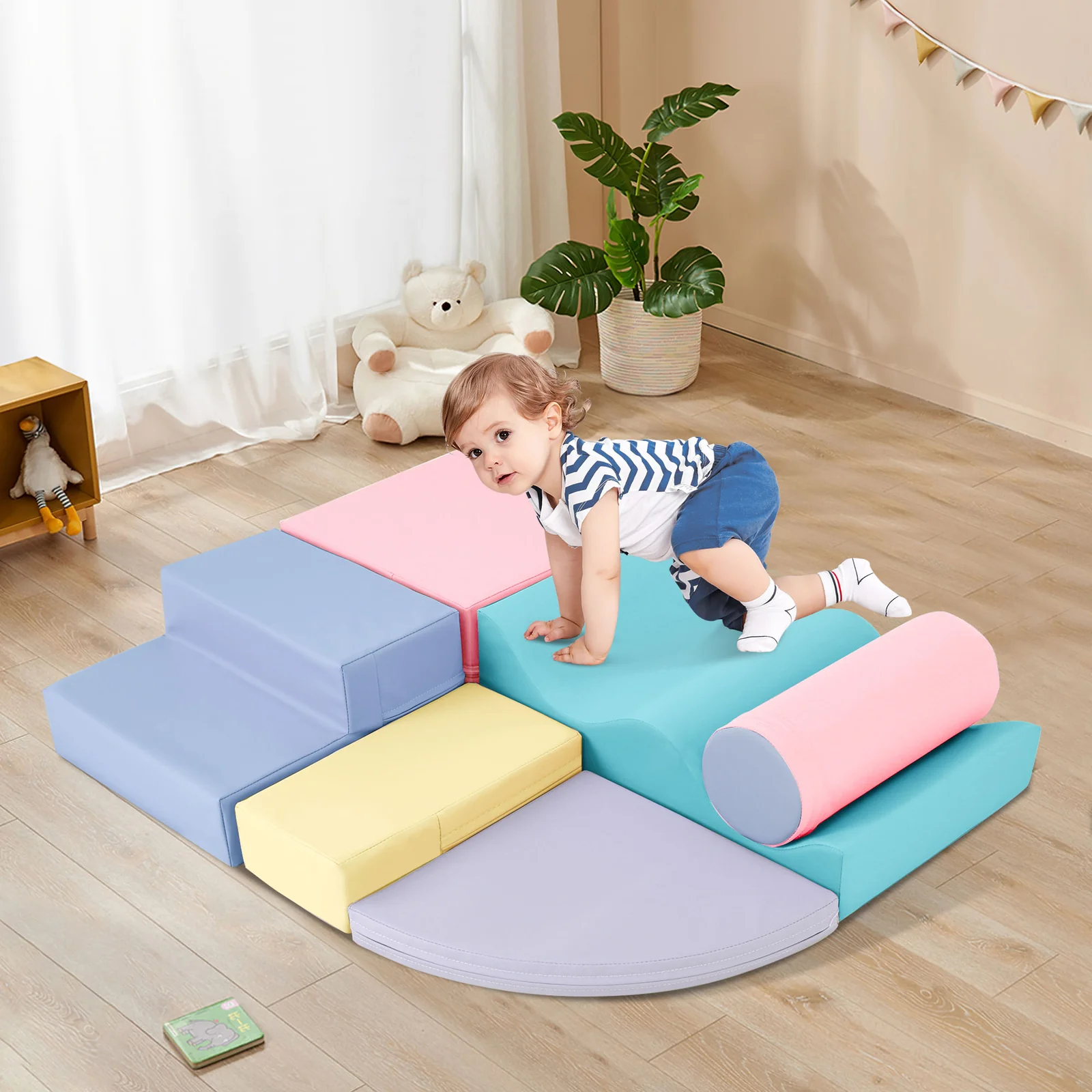 Soft Climb and Crawl Foam Playset 6-in-1 Soft Play Equipment for Active Play - Image 2