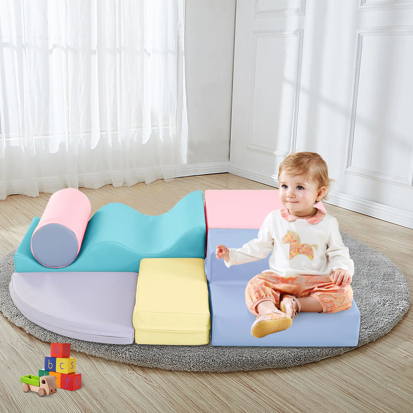 Soft Climb and Crawl Foam Playset 6-in-1 Soft Play Equipment for Active Play - Image 3