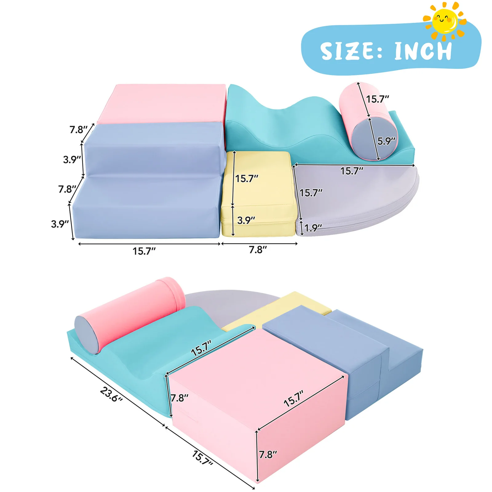 Soft Climb and Crawl Foam Playset 6-in-1 Soft Play Equipment for Active Play - Image 9