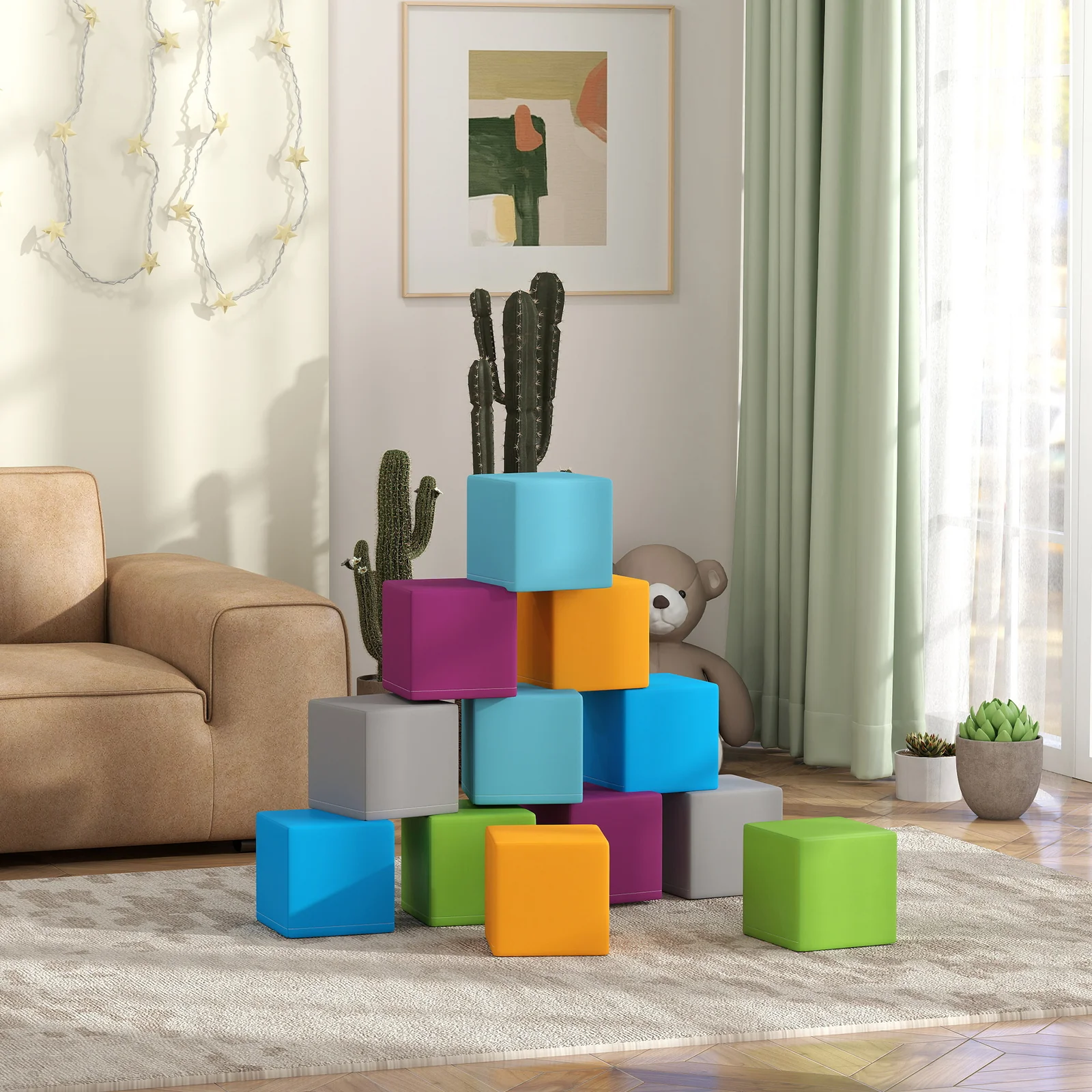 12-Piece Soft Foam Building and Stacking Blocks Toy Set - Image 6