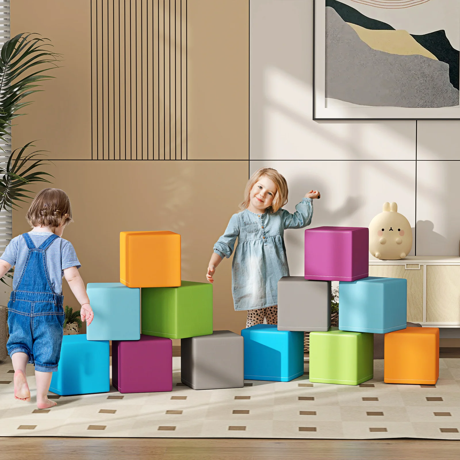 12-Piece Soft Foam Building and Stacking Blocks Toy Set - Image 7
