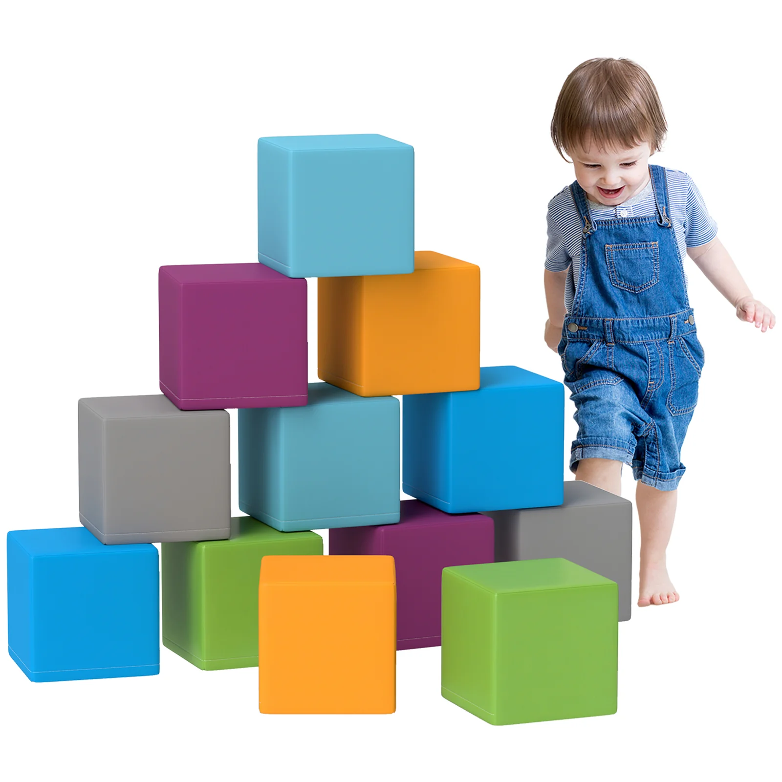12-Piece Soft Foam Building and Stacking Blocks Toy Set - Image 9