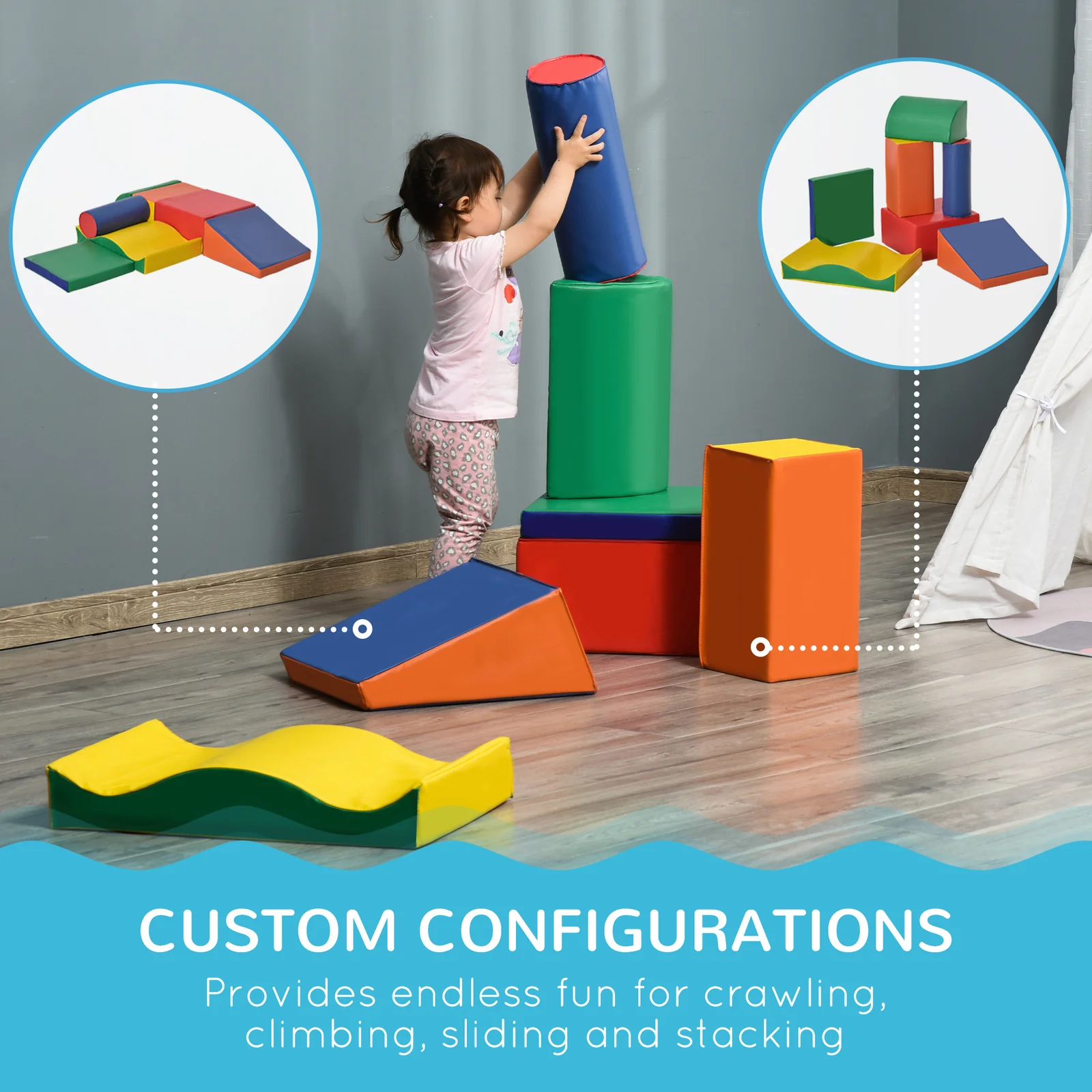 7-Piece Soft Foam Play Blocks for Kids Climbing and Crawling Gym Toy - Image 8