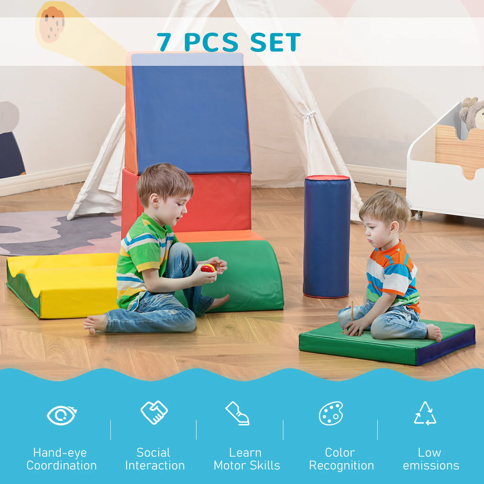 7-Piece Soft Foam Play Blocks for Kids Climbing and Crawling Gym Toy - Image 9
