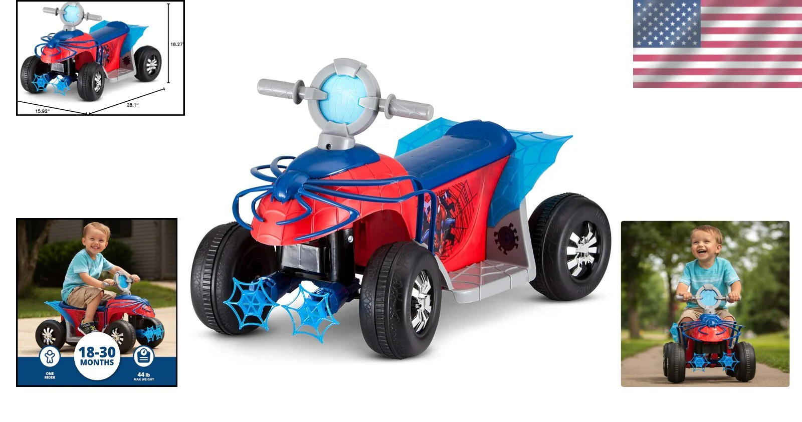 Spider-Man Quad Ride-On Toy for Toddlers 18-30 Months with 44 lbs Weight Limit - Image 2