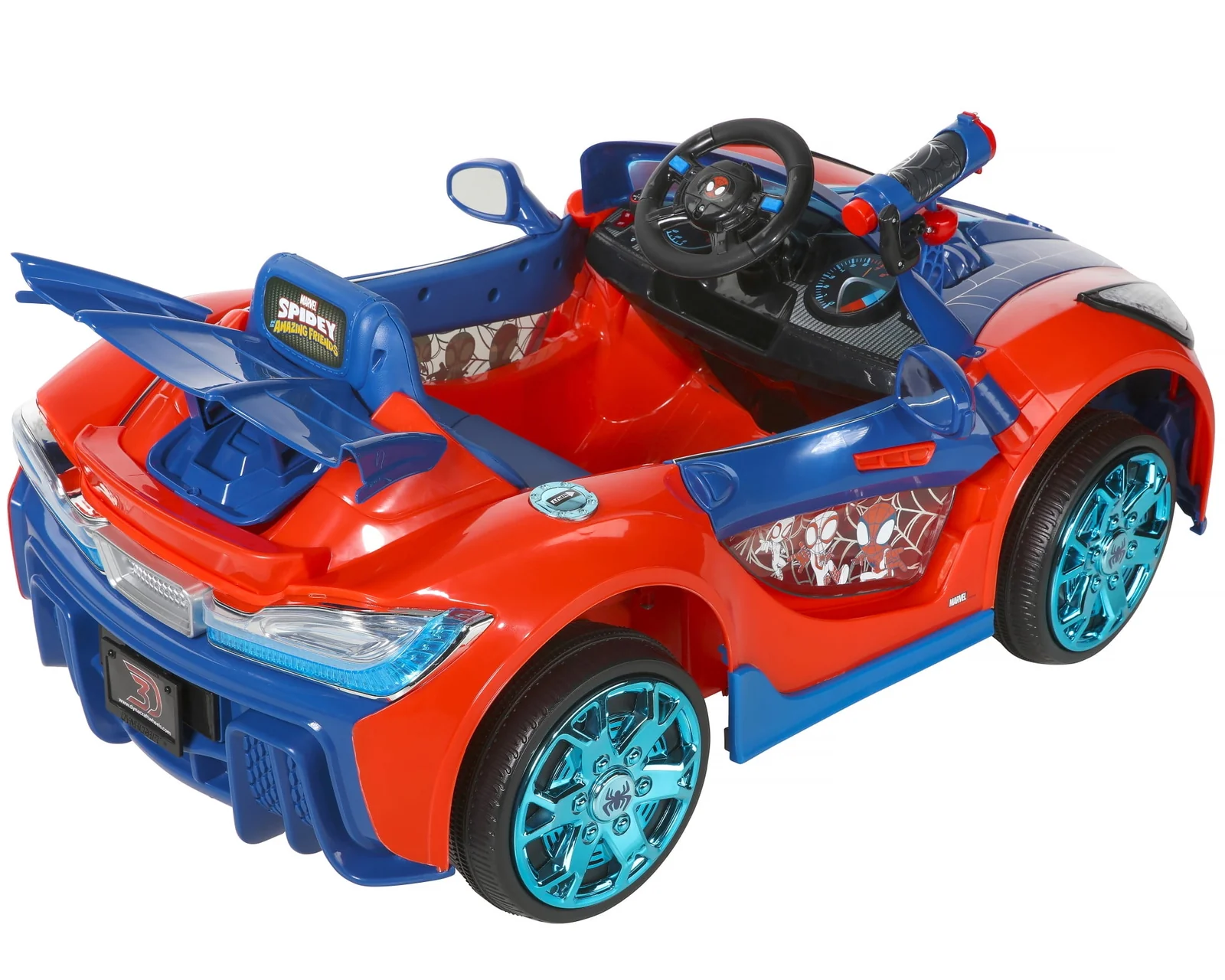 Spider-Man Battery-Powered Super Car with Water Cannon and LED Lights for Ages 3+ - Image 4