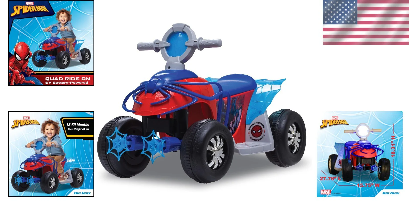 Spider-Man Toddler Electric Quad, 6V Power, 44 lbs Weight Limit - Image 2